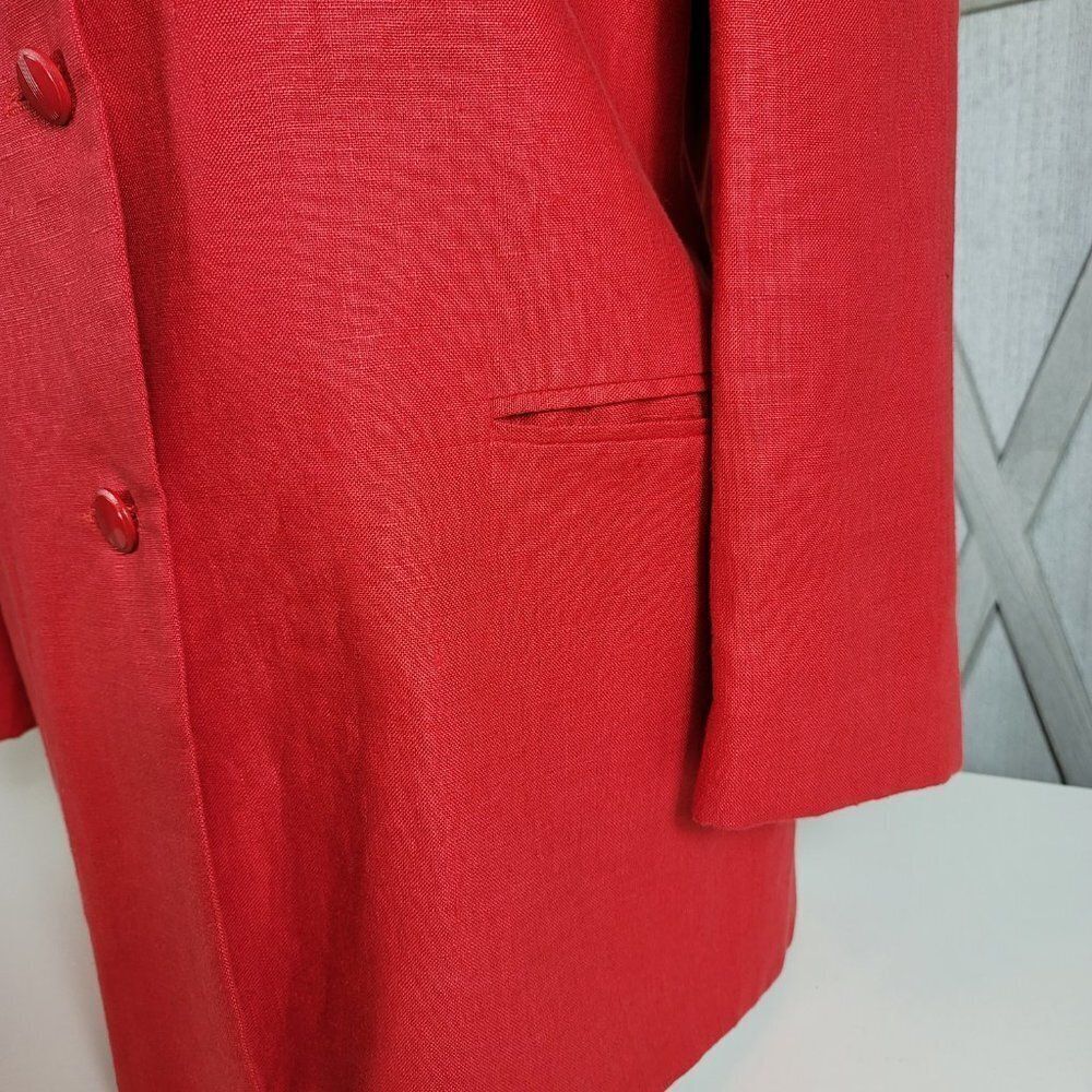 Moygashel 100% Linen - Fully Lined - Red Blazer. Made In Guatemala - Sz Small - Picture 7 of 16